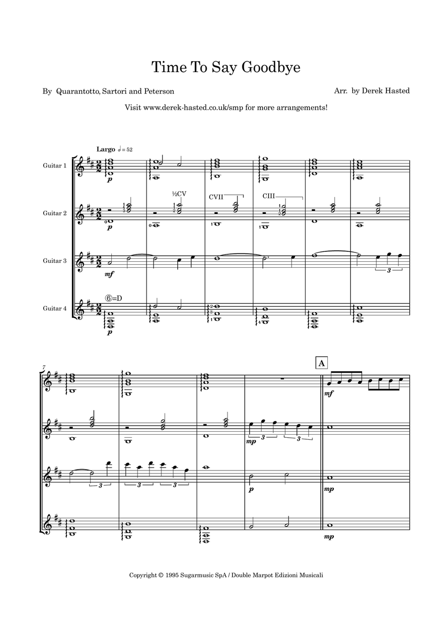 Time To Say Goodbye Guitar Ensemble scores gallery preview page 4