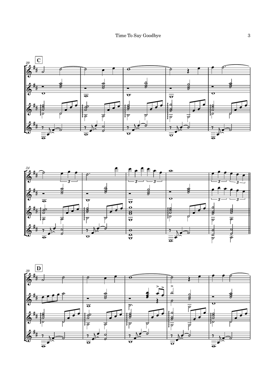 Time To Say Goodbye Guitar Ensemble scores gallery preview page 6