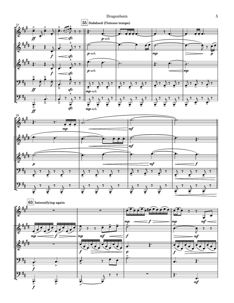 Dragonborn (Skyrim Theme) Brass Quintet scores gallery preview page 5