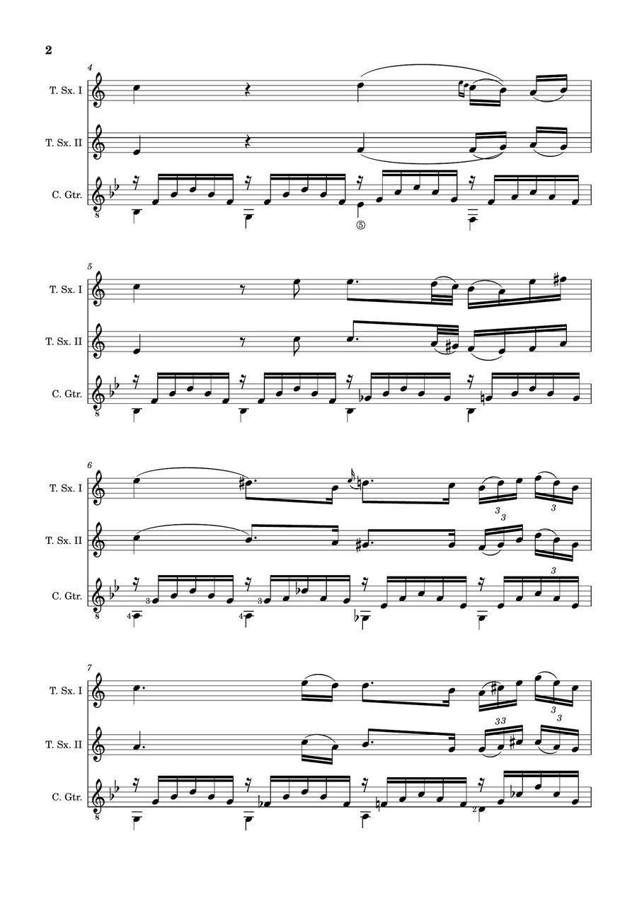 Ave Maria by F. Schubert – T. Sax Duet and Guitar. Score and Parts Small Ensemble scores gallery preview page 2