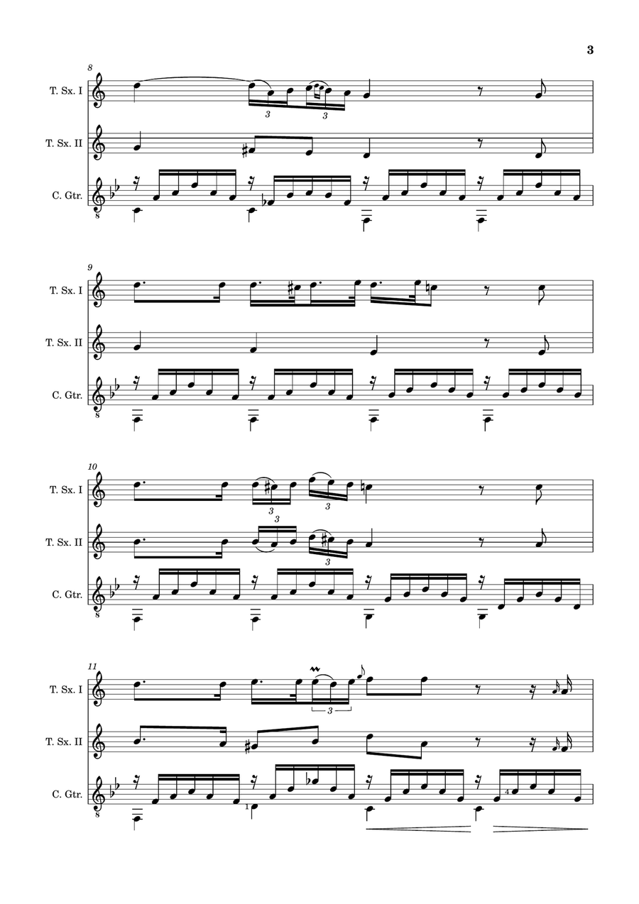 Ave Maria by F. Schubert – T. Sax Duet and Guitar. Score and Parts Small Ensemble scores gallery preview page 3