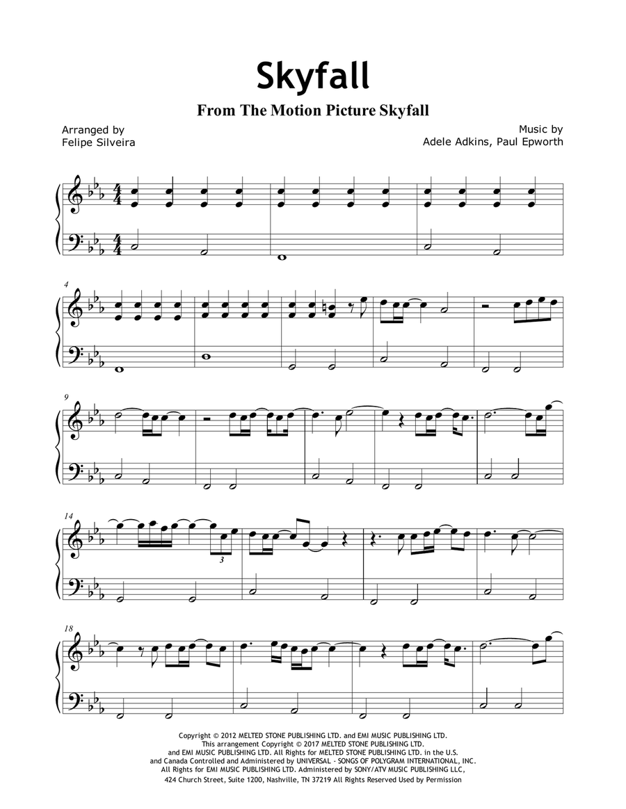 Skyfall Skyfall Easy Piano scores gallery preview page 1