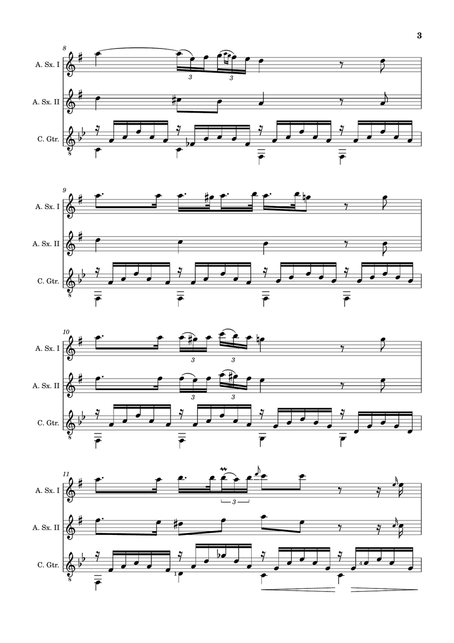 Ave Maria by F. Schubert – A. Sax Duet and Guitar. Score and Parts Small Ensemble scores gallery preview page 3