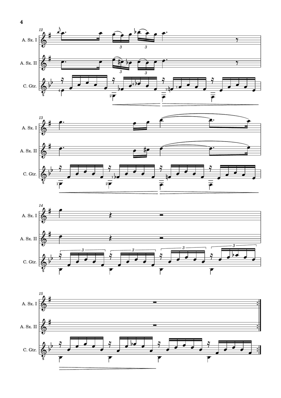 Ave Maria by F. Schubert – A. Sax Duet and Guitar. Score and Parts Small Ensemble scores gallery preview page 4