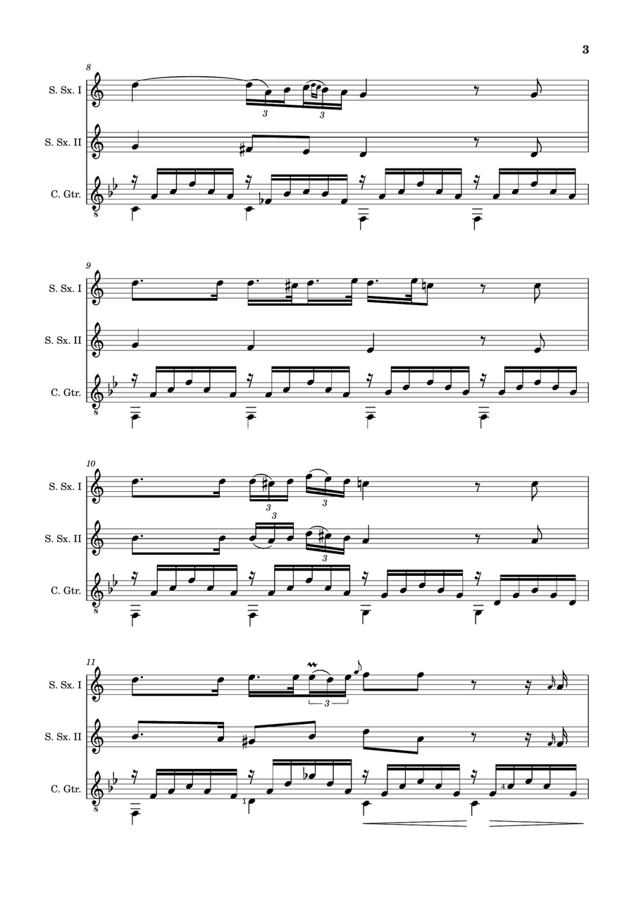 Ave Maria by F. Schubert – S. Sax Duet and Guitar. Score and Parts Small Ensemble scores gallery preview page 3