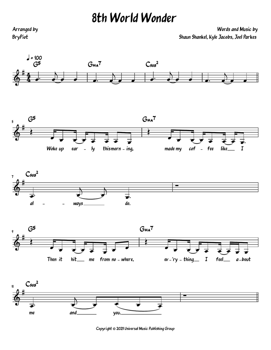 8th World Wonder 8th World Wonder Piano scores gallery preview page 1