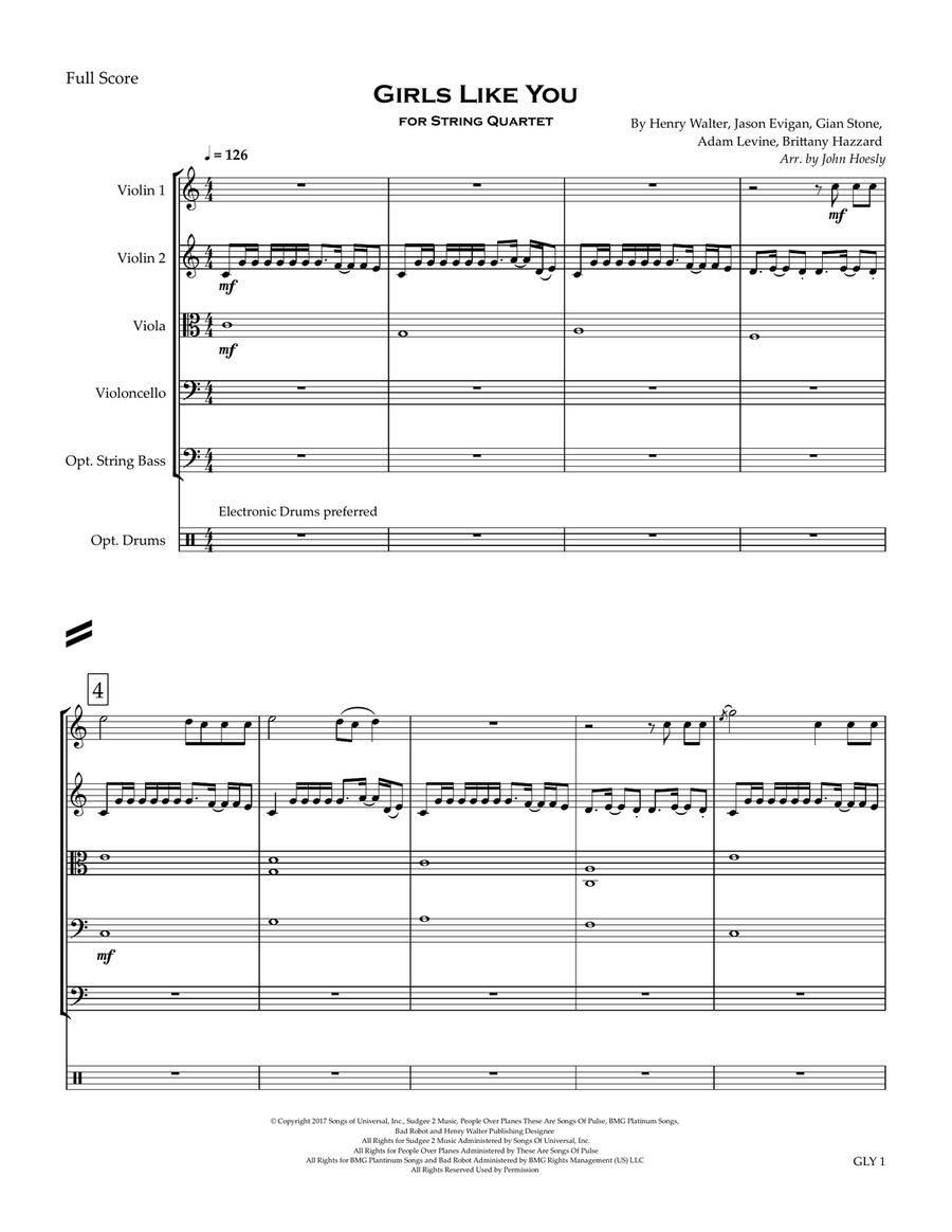 Girls Like You Girls Like You String Quartet scores gallery preview page 2