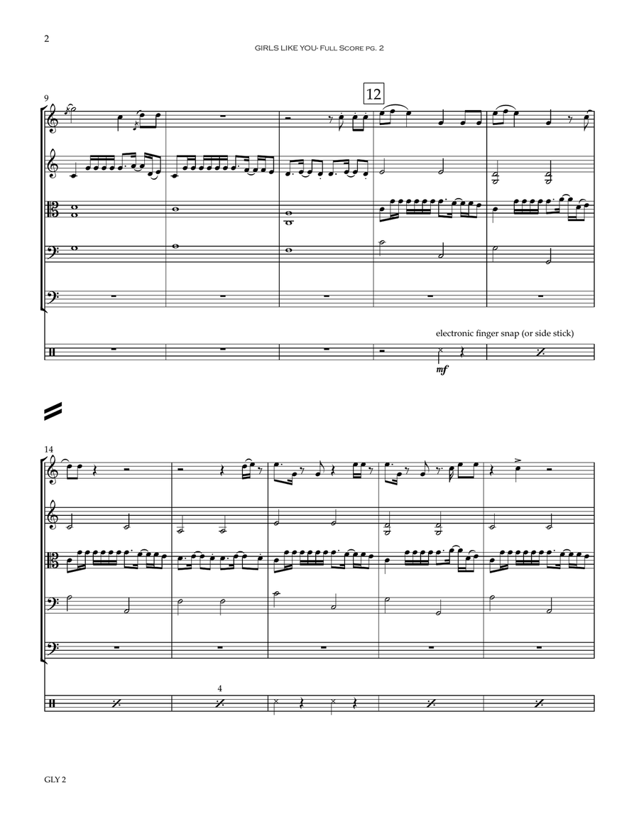 Girls Like You Girls Like You String Quartet scores gallery preview page 3