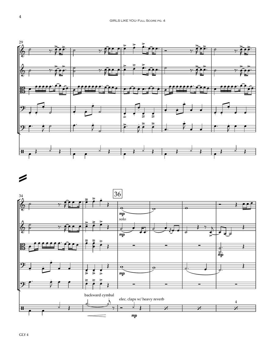 Girls Like You Girls Like You String Quartet scores gallery preview page 5