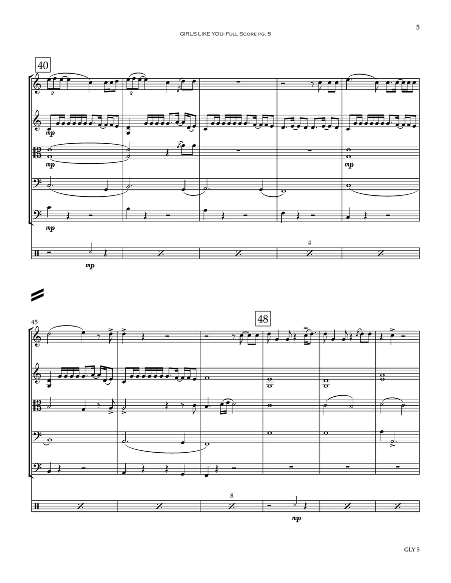 Girls Like You Girls Like You String Quartet scores gallery preview page 6