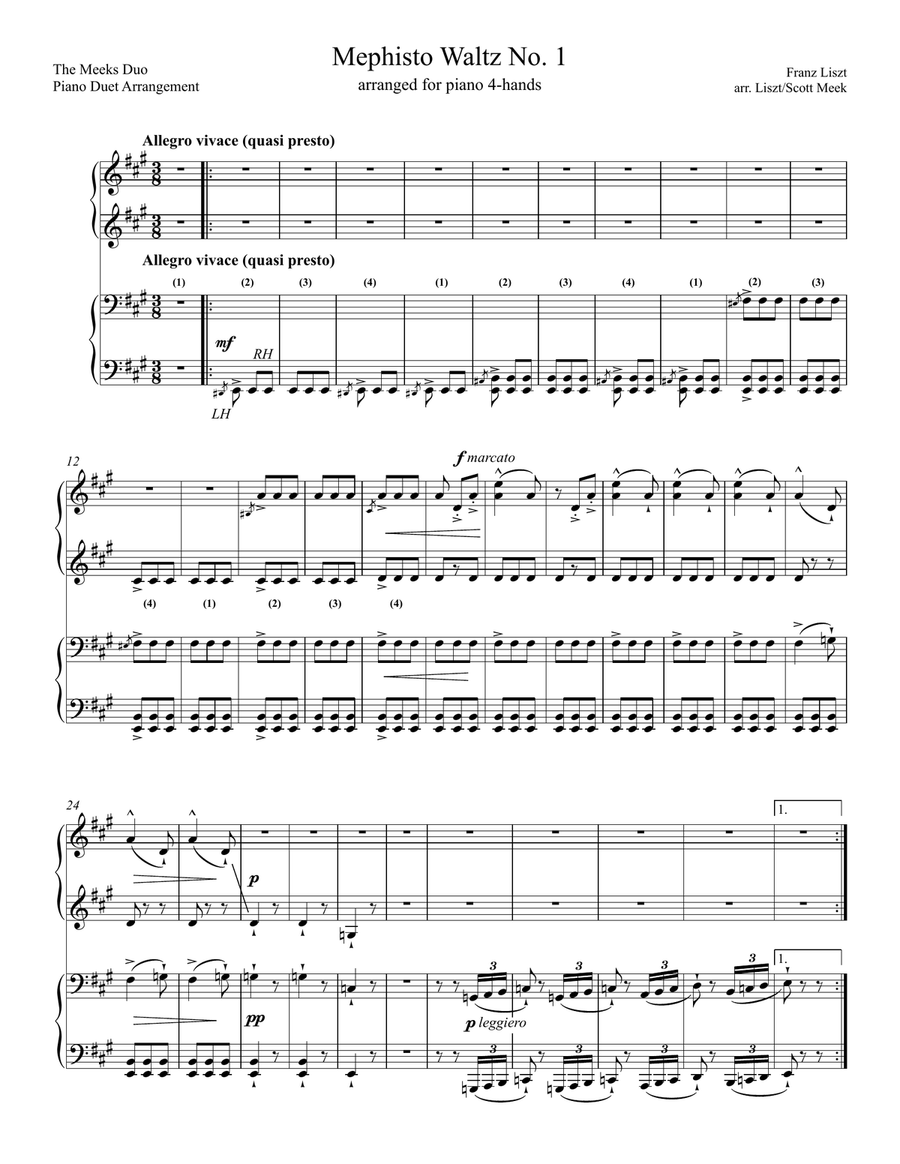 Mephisto Waltz no. 1 (piano 4-hand duet) 1 Piano, 4-Hands scores gallery preview page 1