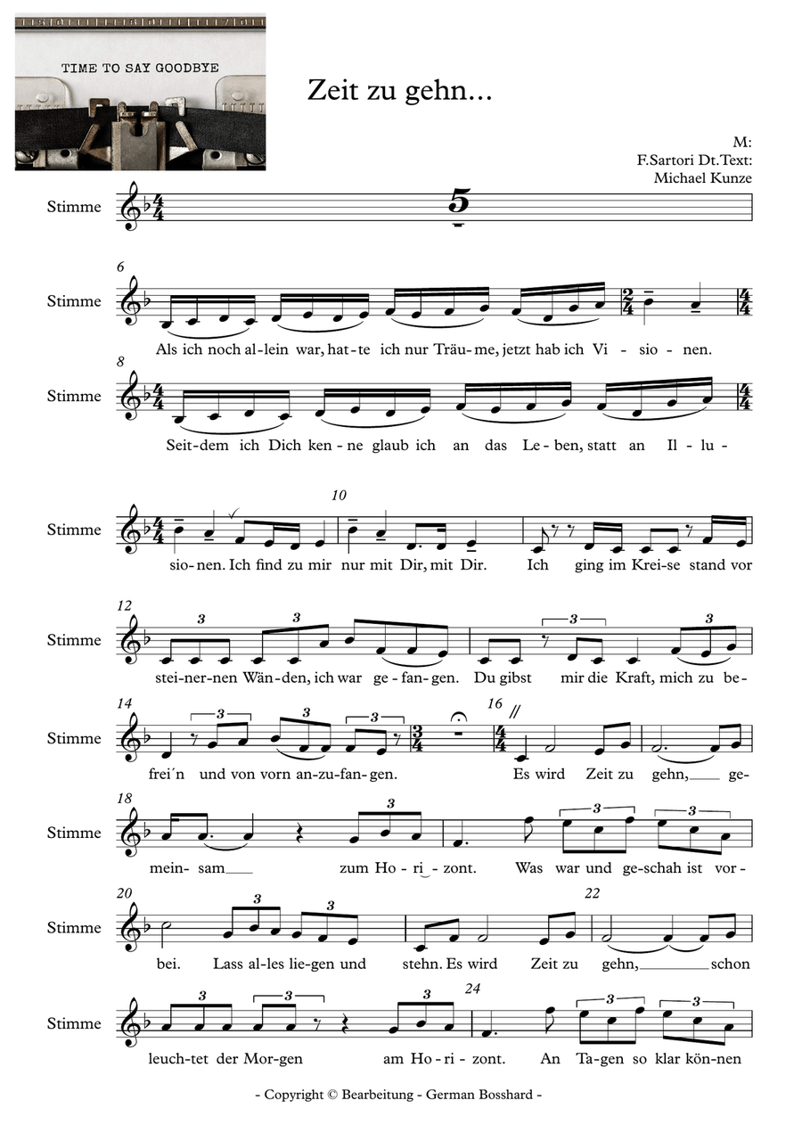 Time To Say Goodbye Time To Say Goodbye Unison Choir scores gallery preview page 1