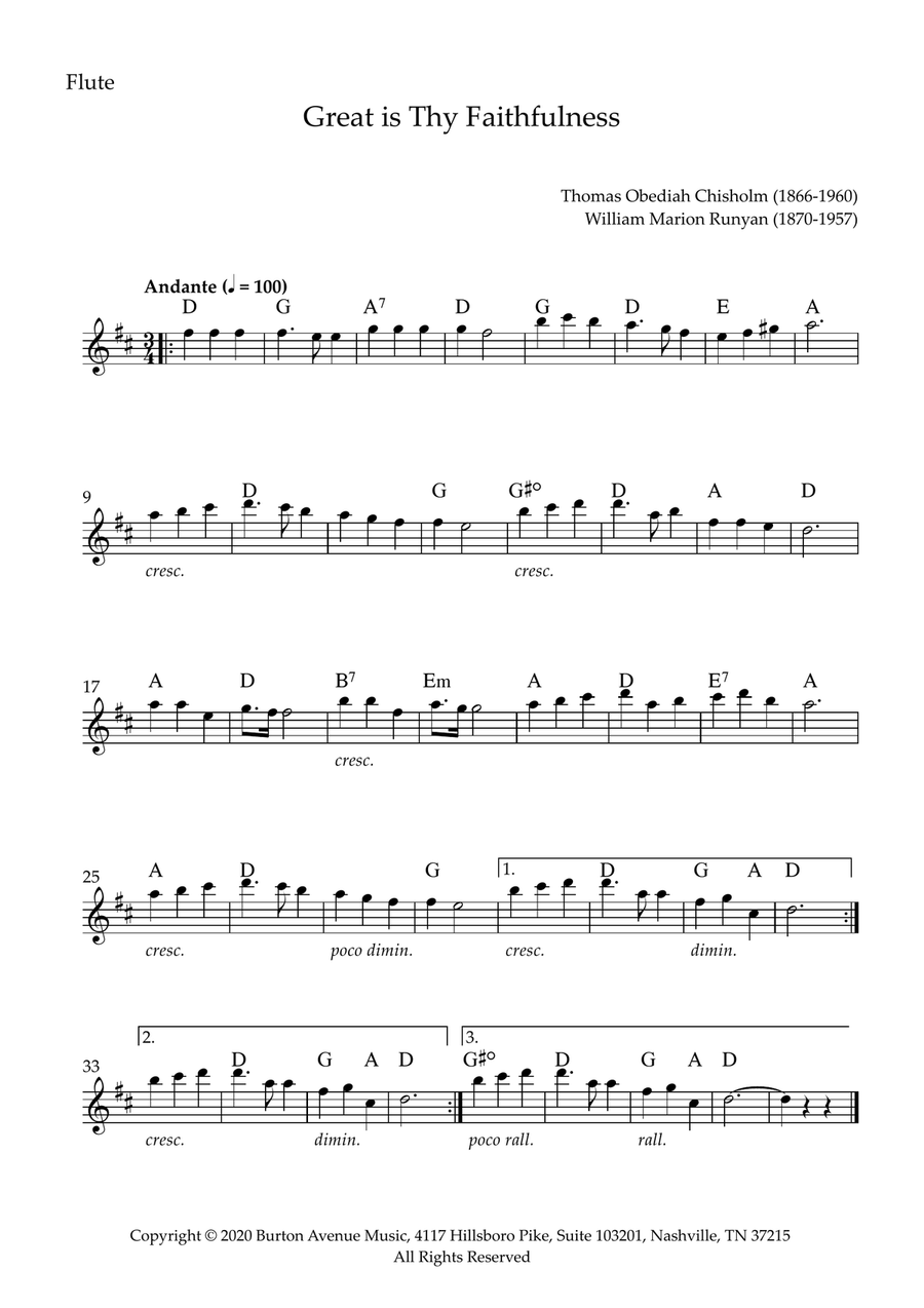 Great Is Thy Faithfulness Woodwind Quartet scores gallery preview page 3