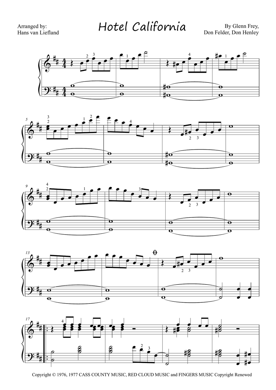 Hotel California Hotel California Piano Method scores gallery preview page 1