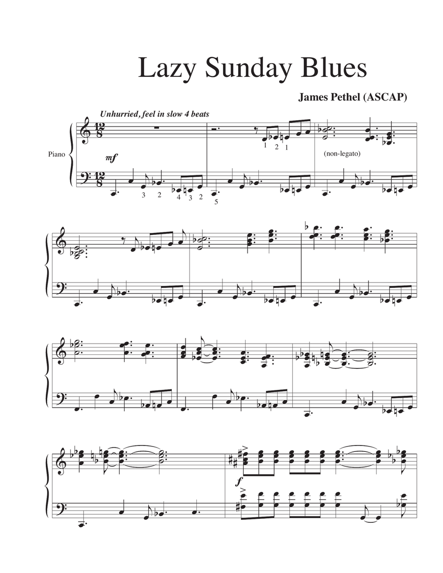 Lazy Sunday Blues Lazy Sunday Blues Piano Solo scores gallery preview page 1