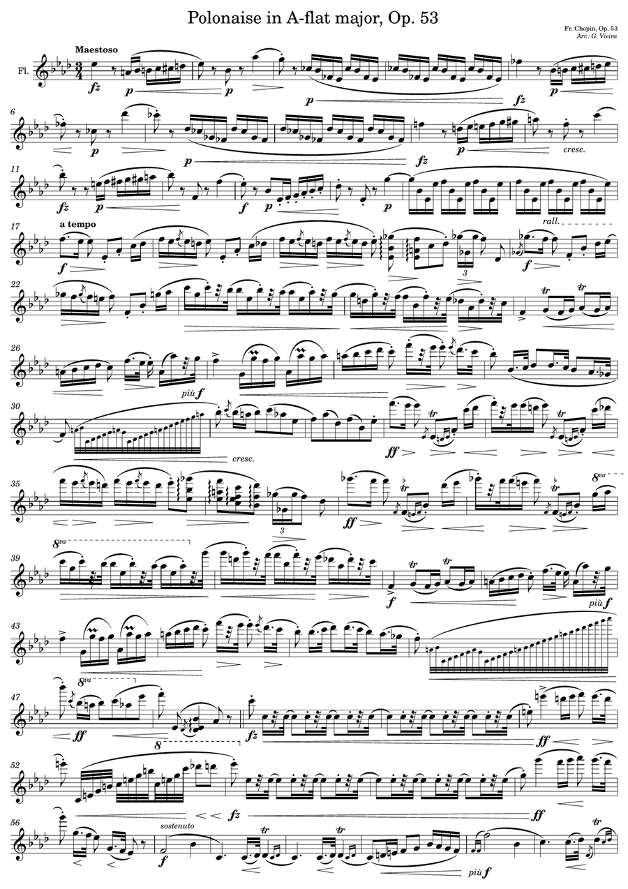 Polonaise in A-flat major, Op.53 - Flute solo Flute Solo scores gallery preview page 1