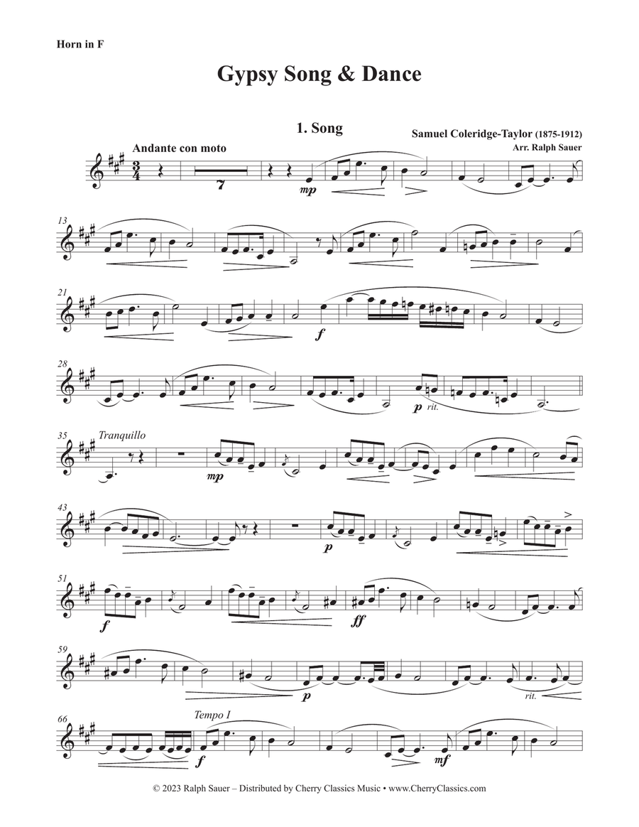 Gypsy Song and Dance for Horn and Piano Piano scores gallery preview page 1