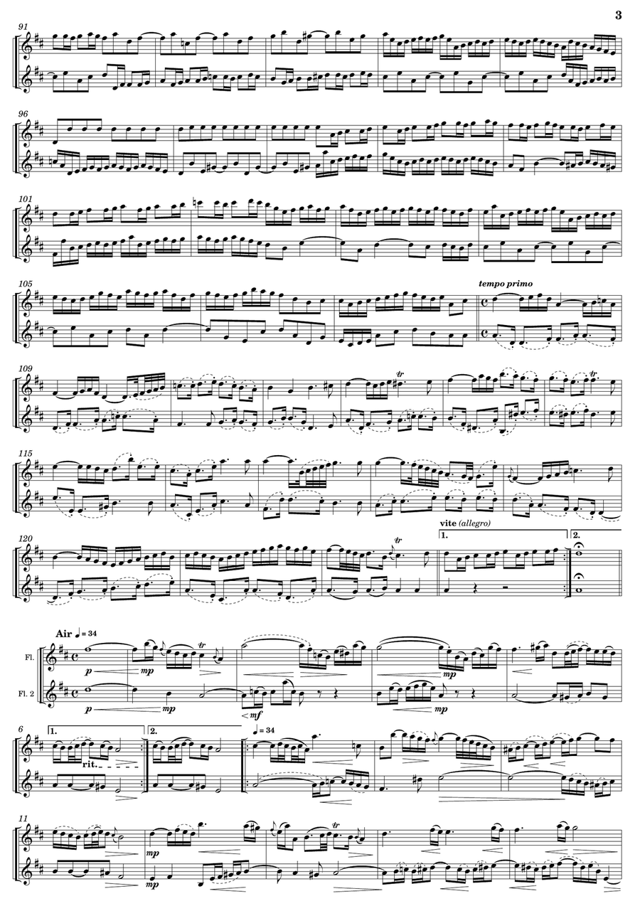Orchestral Suite No. 3 in D major BWV 1068 - Flute Duet Flute Duet scores gallery preview page 3