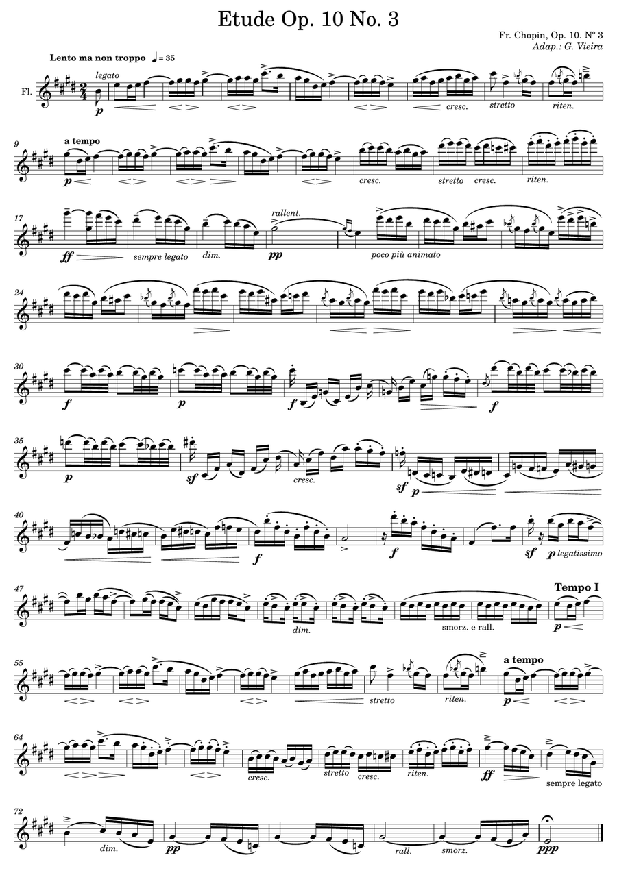 Etude Op. 10 No. 3 - Flute Flute Solo scores gallery preview page 1