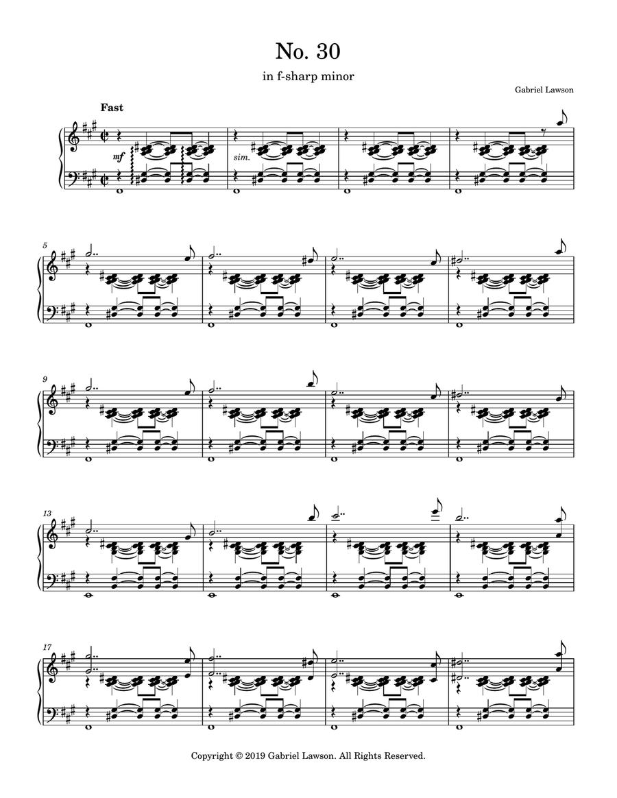 No. 30 in f-sharp minor Piano Solo scores gallery preview page 1