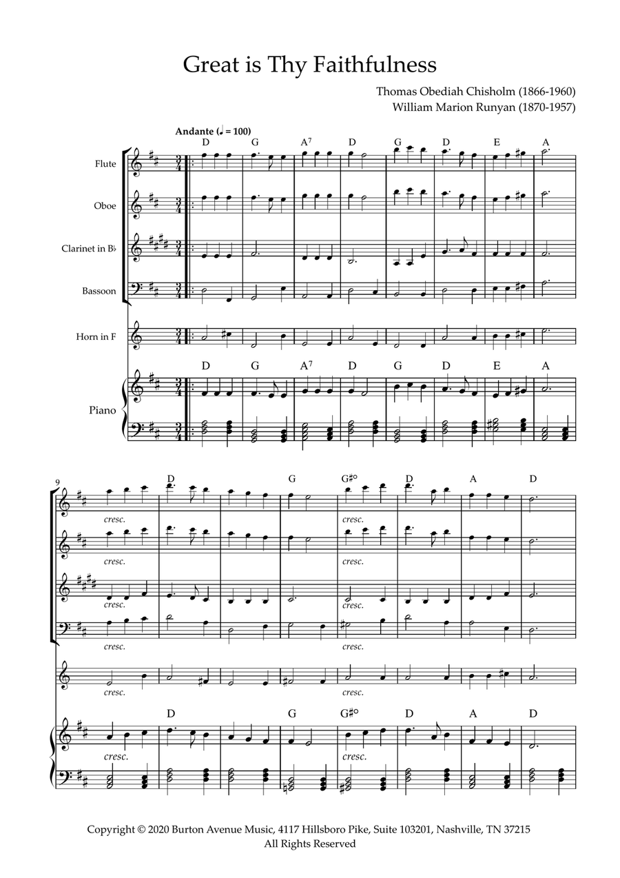 Great Is Thy Faithfulness Small Ensemble scores gallery preview page 1