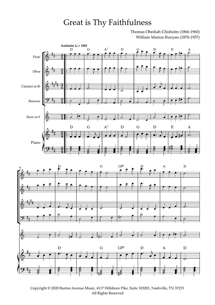 Great Is Thy Faithfulness Small Ensemble scores gallery preview page 1