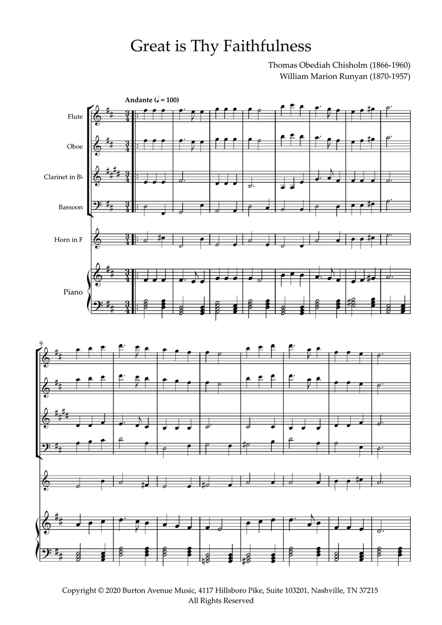 Great Is Thy Faithfulness Small Ensemble scores gallery preview page 1