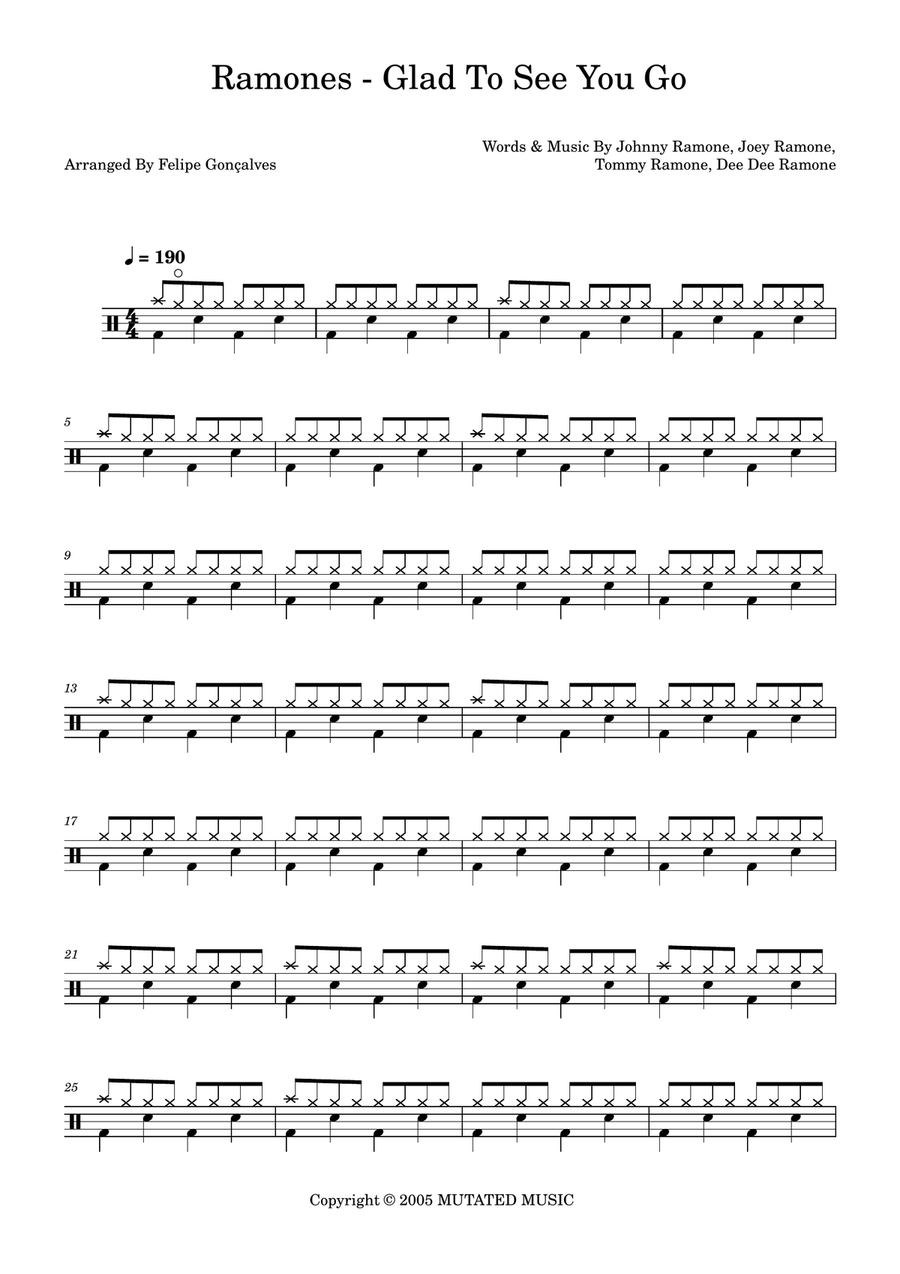 Glad To See You Go Glad To See You Go Drum Set scores gallery preview page 1