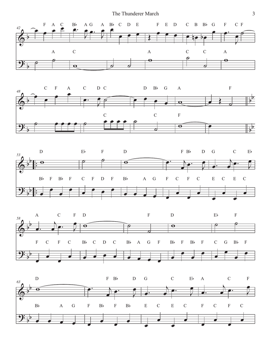 The Thunderer March for Piano Easy Piano scores gallery preview page 3