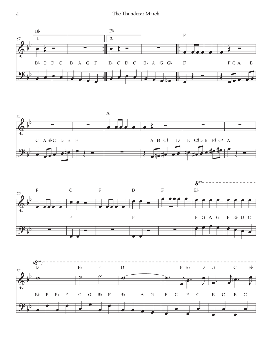The Thunderer March for Piano Easy Piano scores gallery preview page 4
