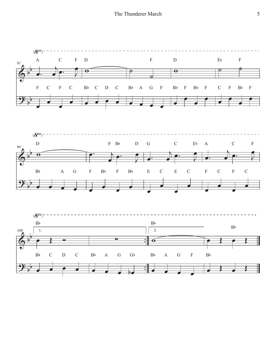 The Thunderer March for Piano Easy Piano scores gallery preview page 5