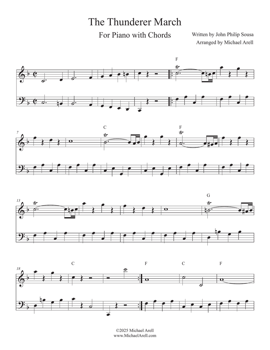 The Thunderer March for Piano Easy Piano scores gallery preview page 6