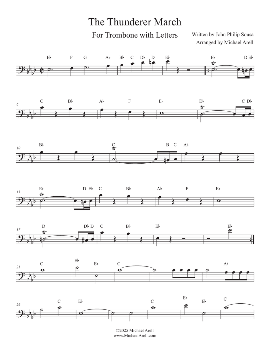 The Thunderer March for Trombone Bass Trombone scores gallery preview page 1