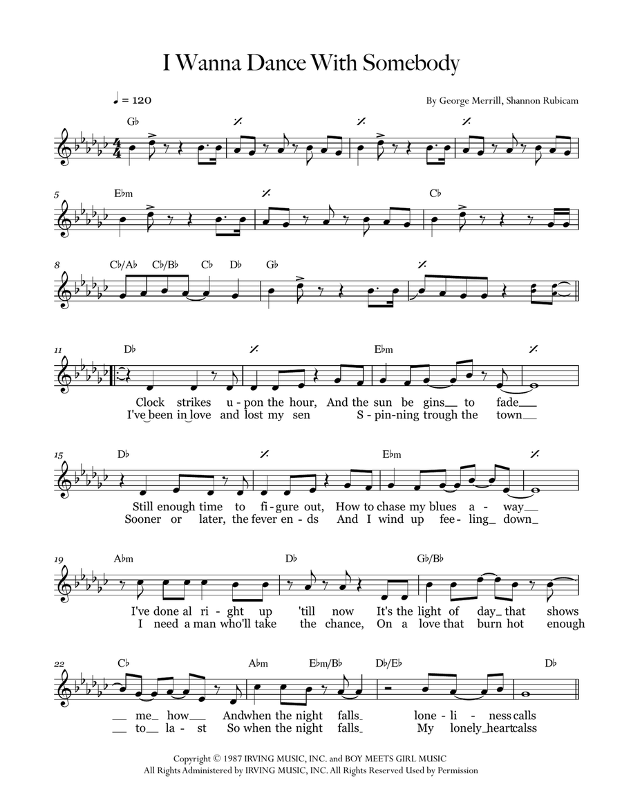 I Wanna Dance With Somebody Piano scores gallery preview page 1