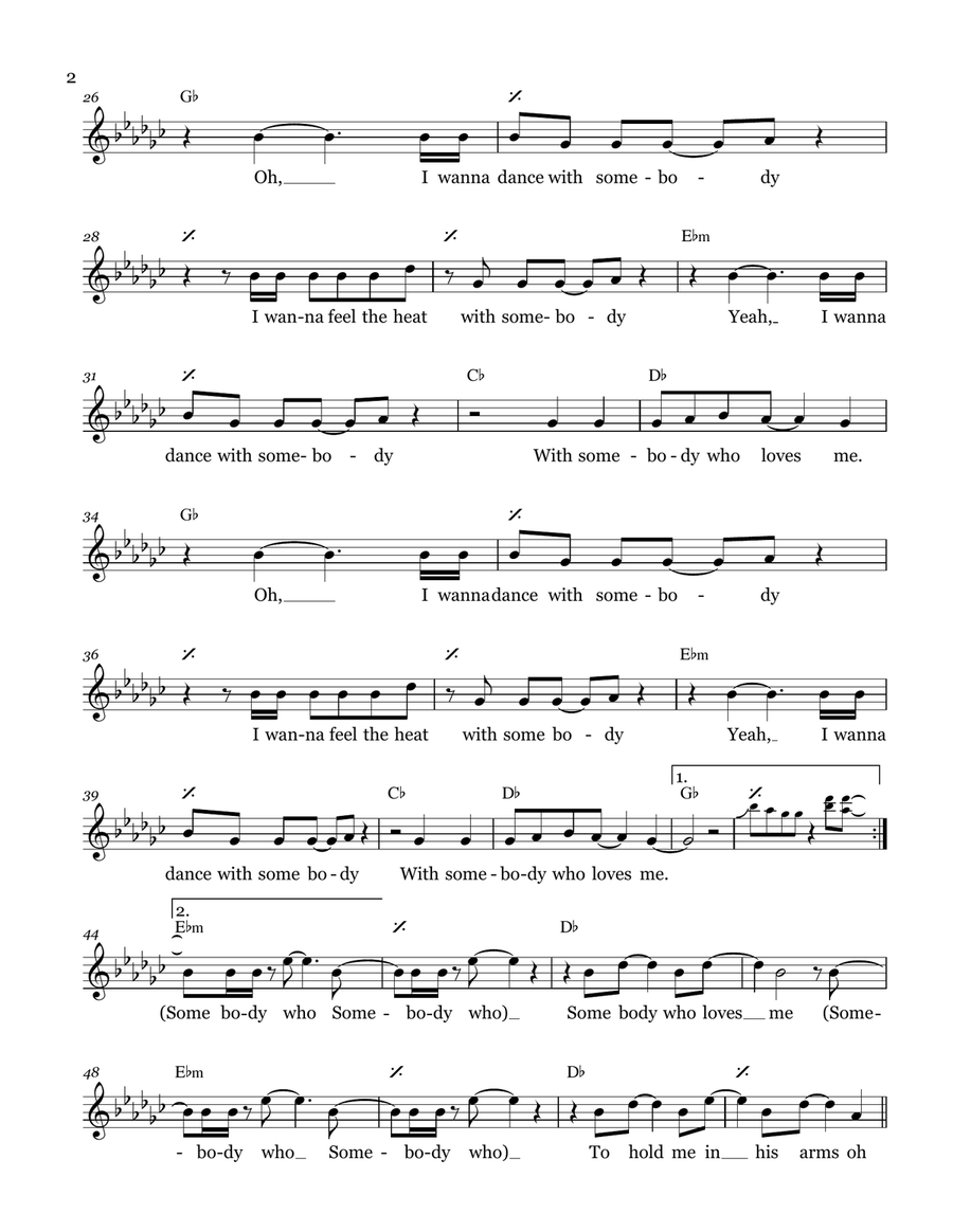 I Wanna Dance With Somebody Piano scores gallery preview page 2