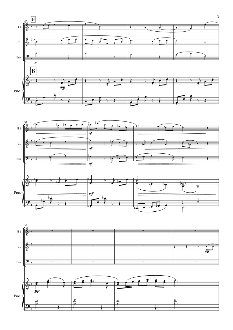 The Walled Garden (A Modern Minuet) for Flute, Clarinet, Bassoon and Piano Piano Quartet scores gallery preview page 4