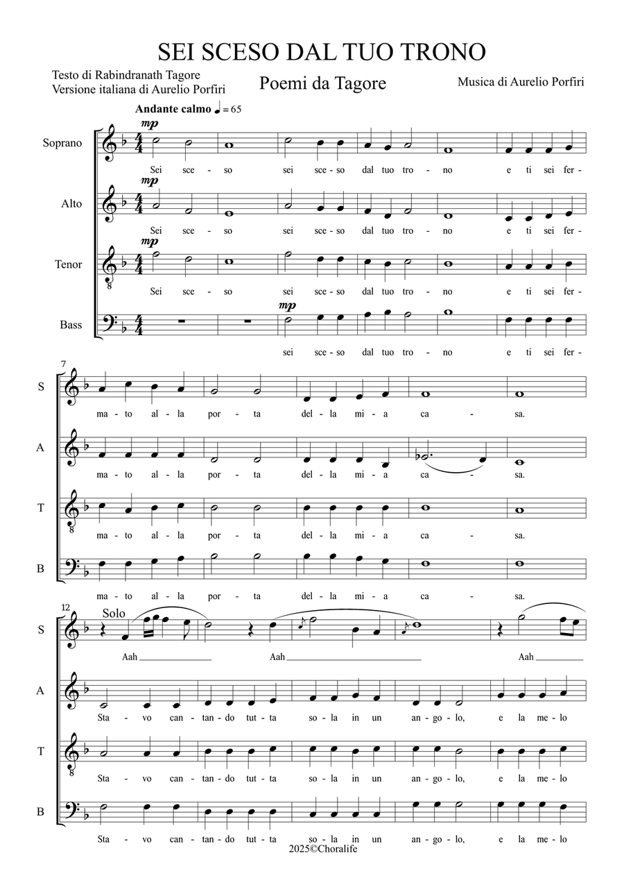 SEI SCESO DAL TUO TRONO 4-Part scores gallery preview page 1