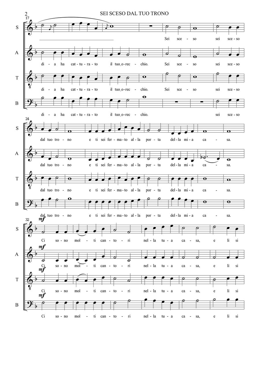 SEI SCESO DAL TUO TRONO 4-Part scores gallery preview page 2