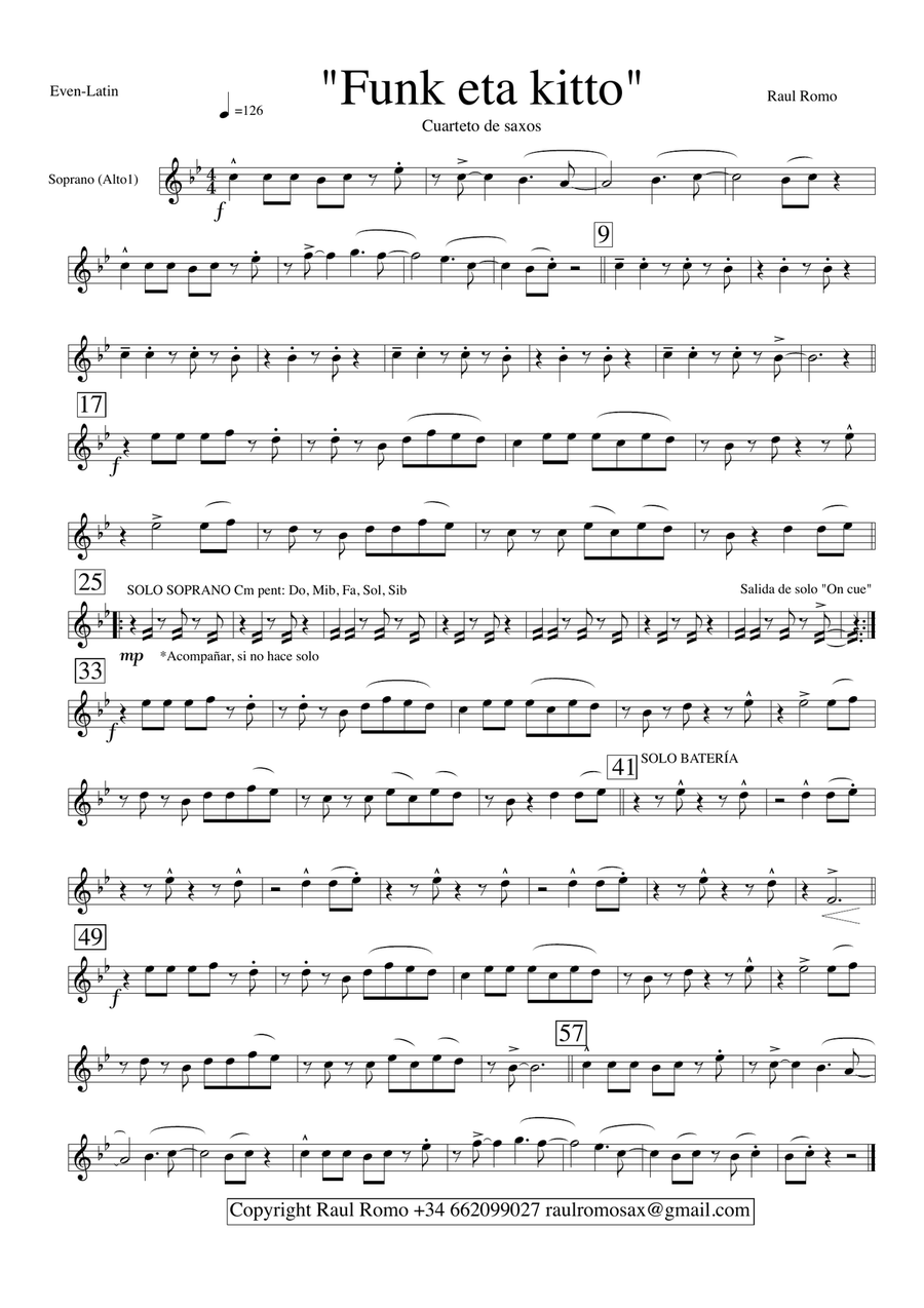 Funk eta kitto - SAX QUARTET + Drums or Guitar Saxophone Quartet scores gallery preview page 5