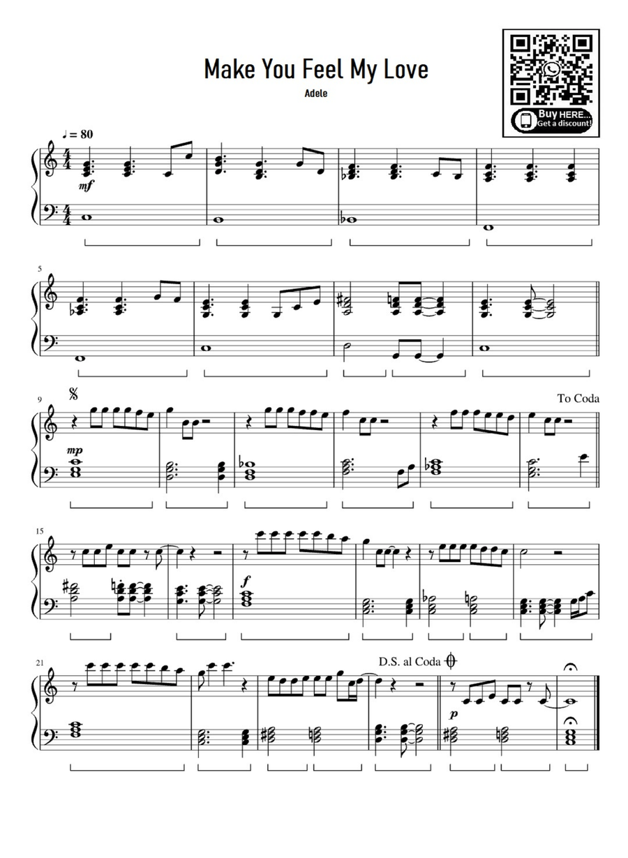 Make You Feel My Love Make You Feel My Love Easy Piano scores gallery preview page 1