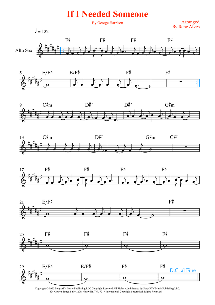 If I Needed Someone If I Needed Someone Alto Saxophone scores gallery preview page 1