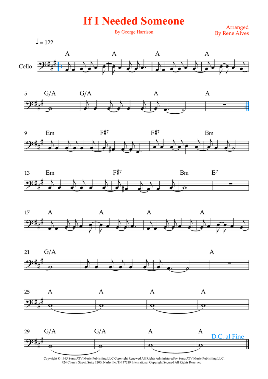 If I Needed Someone If I Needed Someone Cello Solo scores gallery preview page 1