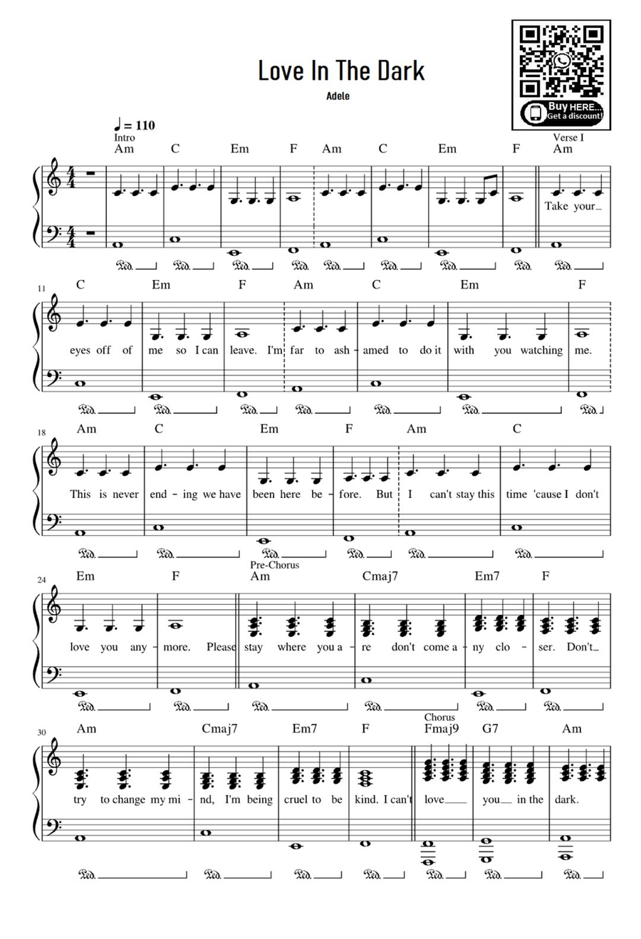 Love In The Dark Love In The Dark Easy Piano scores gallery preview page 1