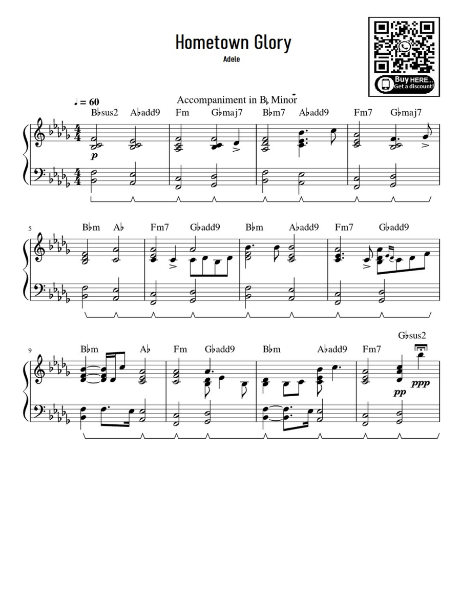 Hometown Glory Hometown Glory Easy Piano scores gallery preview page 1