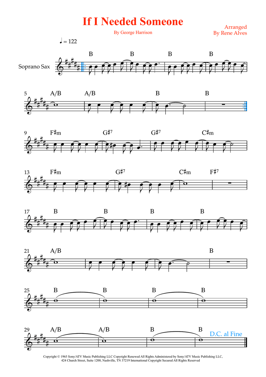 If I Needed Someone If I Needed Someone Soprano Saxophone scores gallery preview page 1