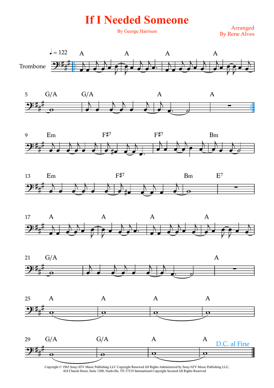If I Needed Someone If I Needed Someone Trombone Solo scores gallery preview page 1