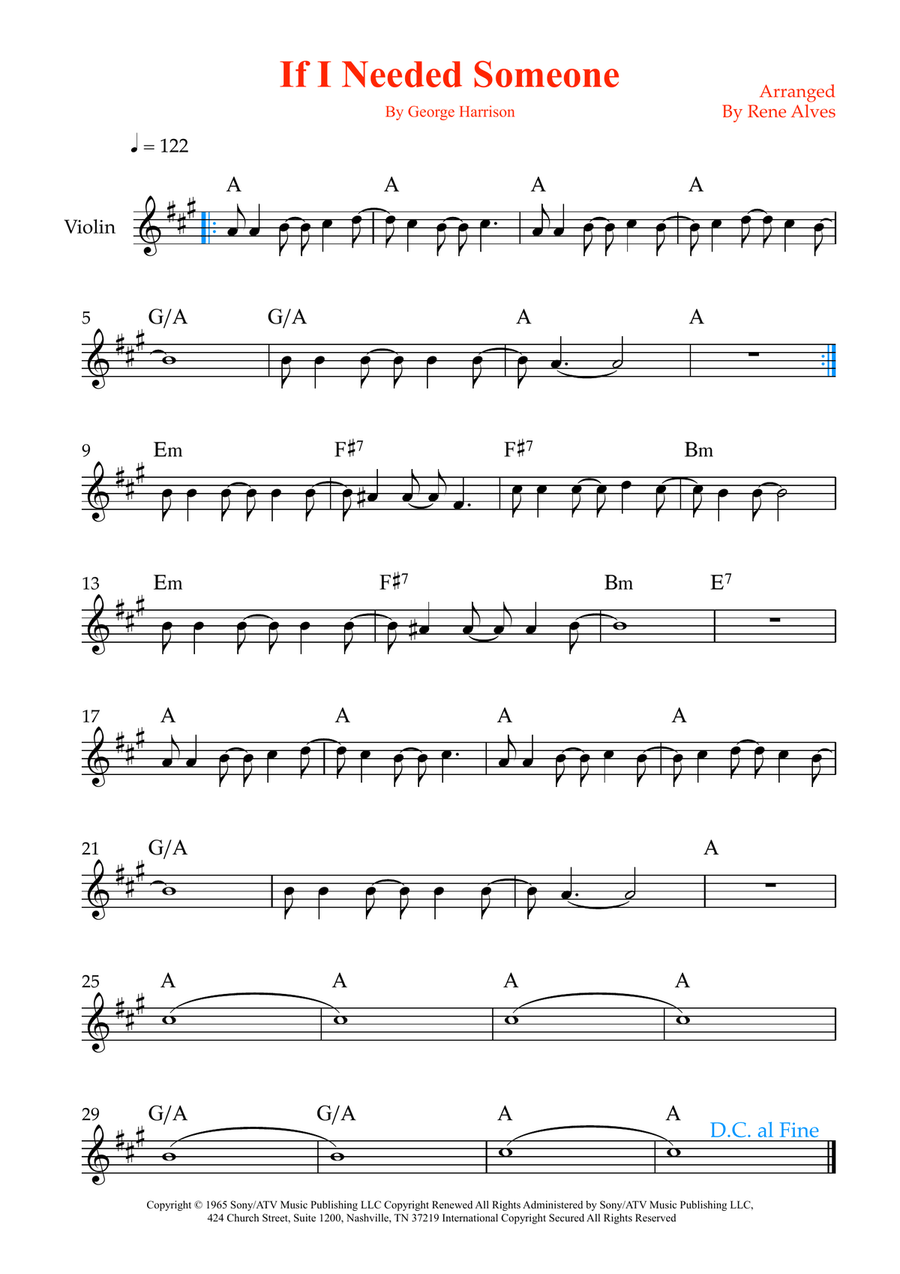If I Needed Someone If I Needed Someone Violin Solo scores gallery preview page 1