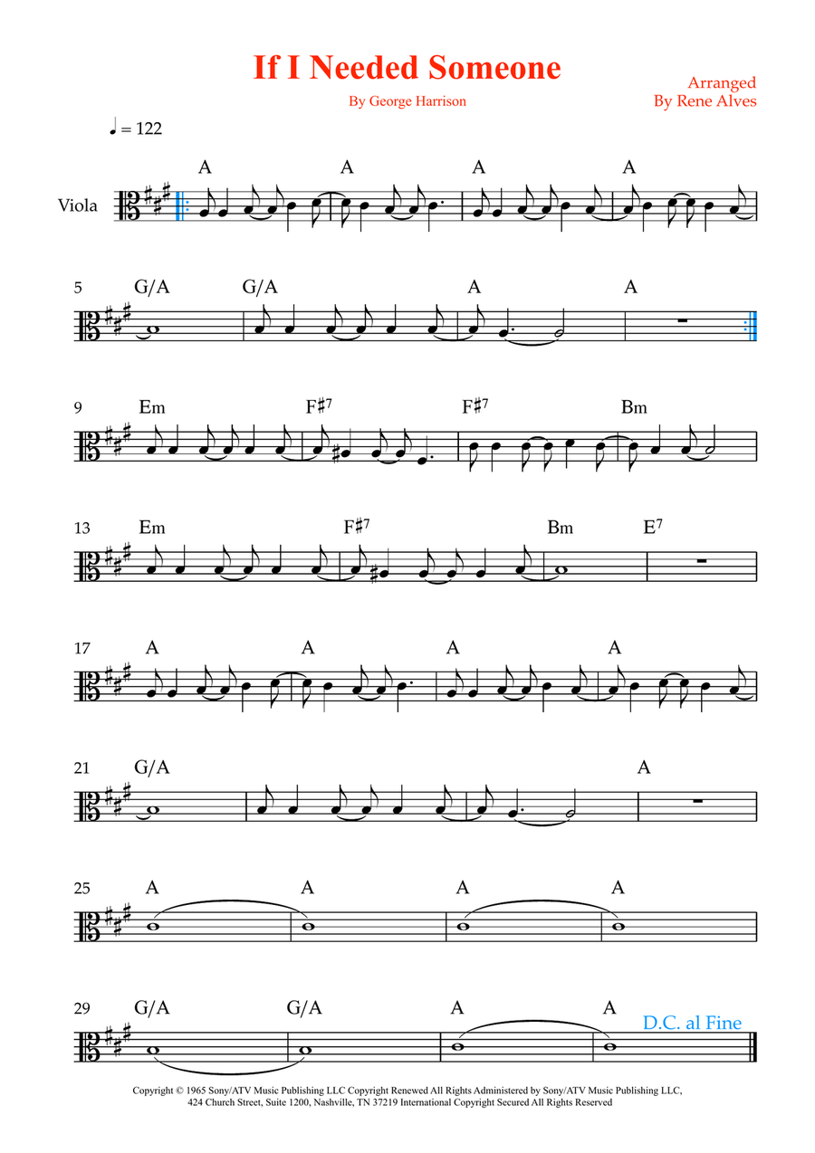 If I Needed Someone If I Needed Someone Viola Solo scores gallery preview page 1