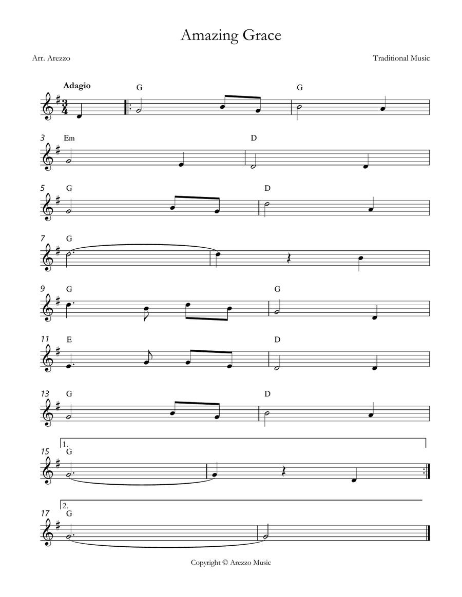 john newton amazing grace lead sheet in G major Chords Symbols Piano scores gallery preview page 1