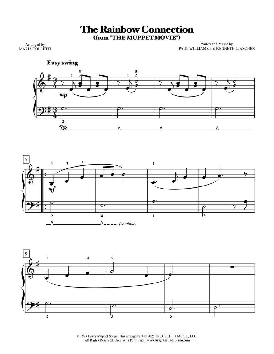 Rainbow Connection Easy Piano scores gallery preview page 1